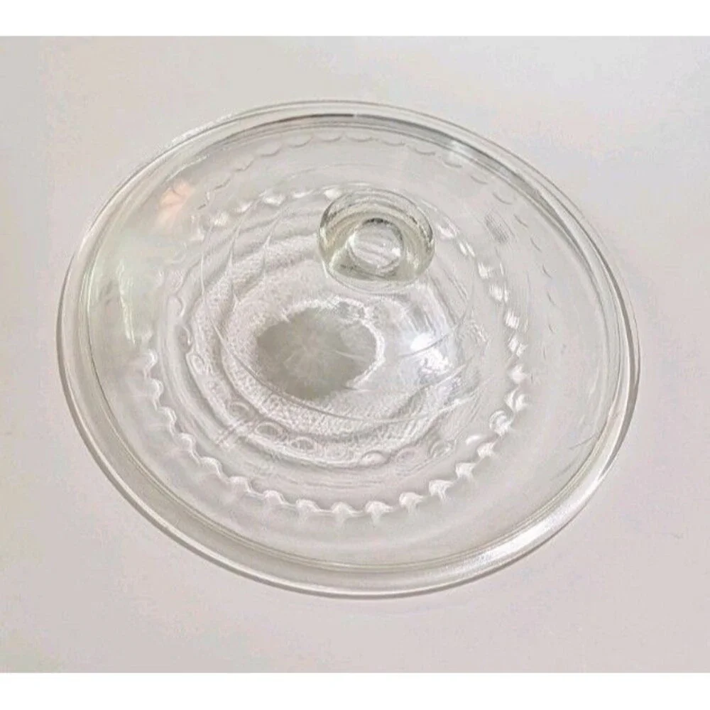 Vintage Pyrex C-10 Clear Glass Replacement Lid Round Casserole Scalloped Rim 10